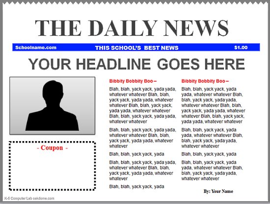 Blank Newspaper Template For Word