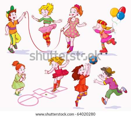 Cartoon Pictures Of Children Playing Games