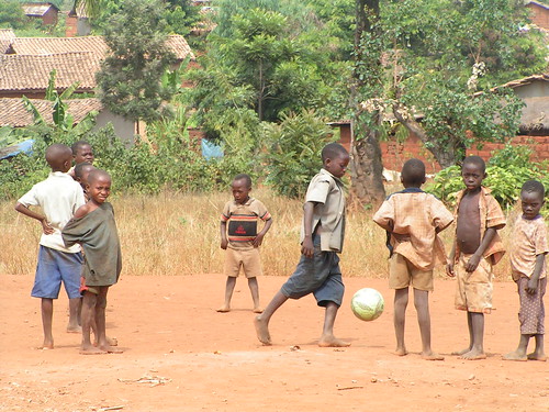 Children Playing Football In Africa