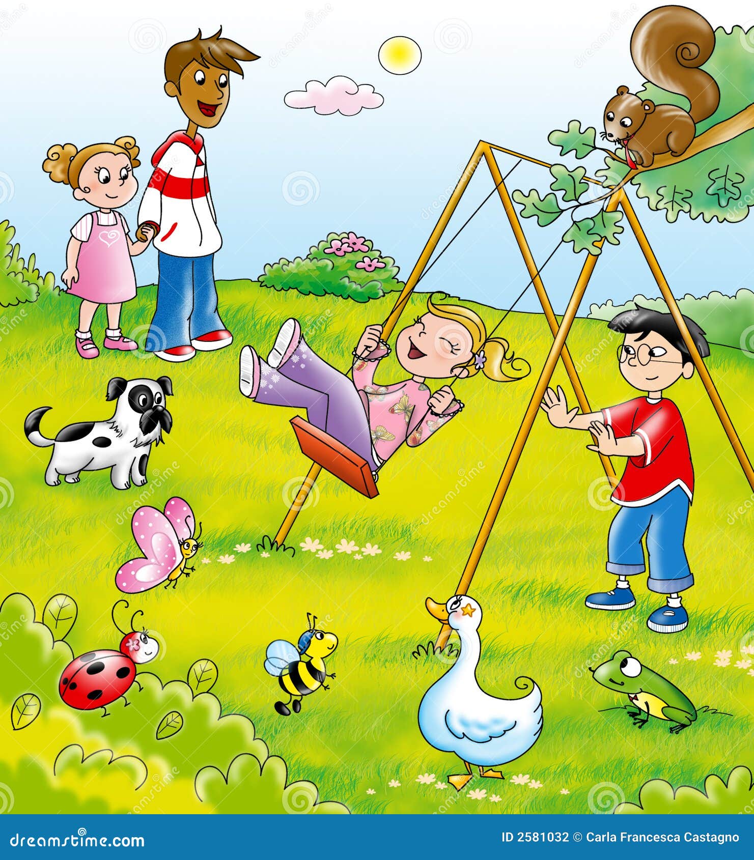 Children Playing In The Park Clipart