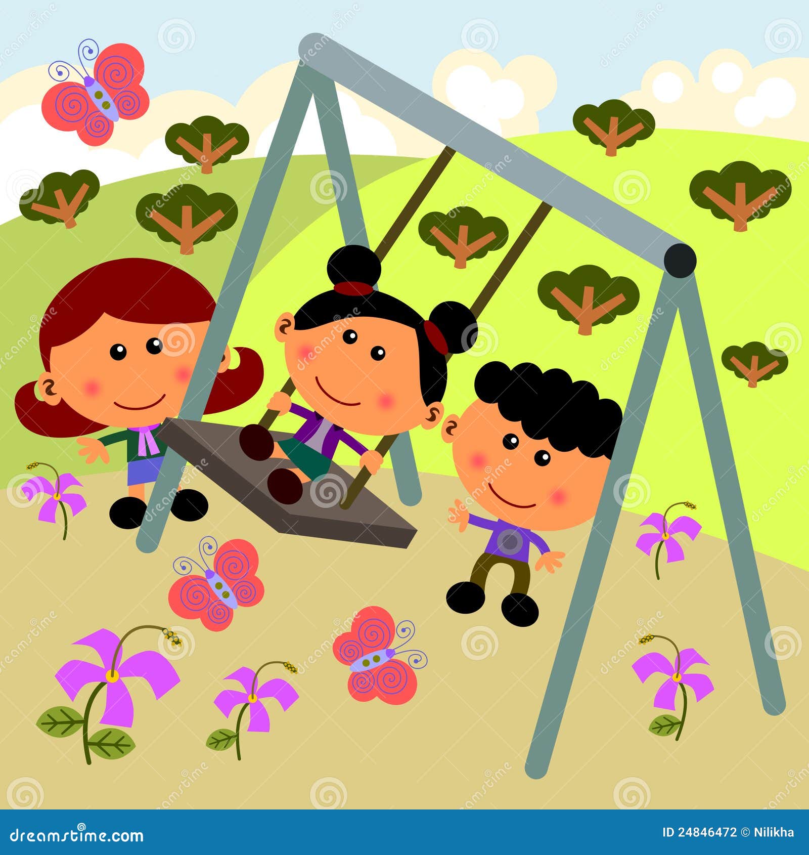 Children Playing In The Park Clipart