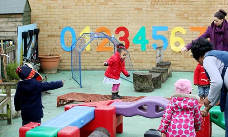 Children Playing Outside In A Nursery