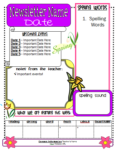 Classroom Newsletter Templates For Teachers Free