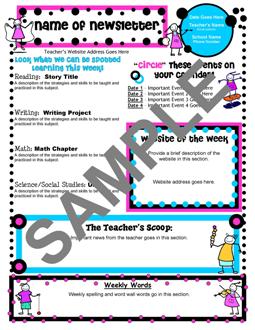 Classroom Newsletter Templates For Teachers Free