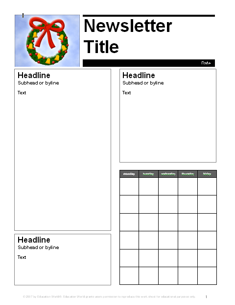 Classroom Newsletter Templates For Teachers Free