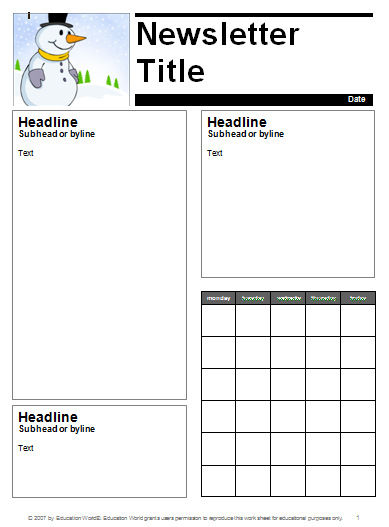 Classroom Newsletter Templates For Teachers Free