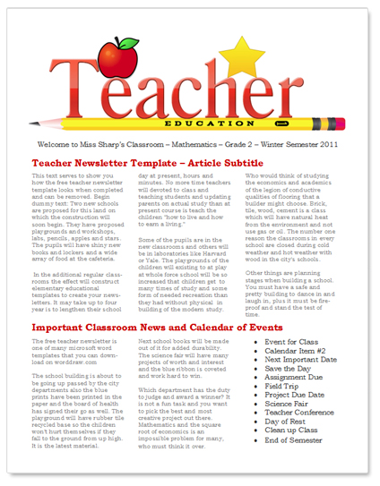 Cute Newsletter Templates For Teachers