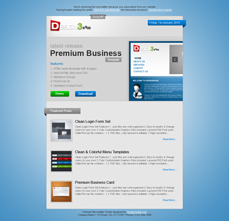 Email Newsletter Templates Psd