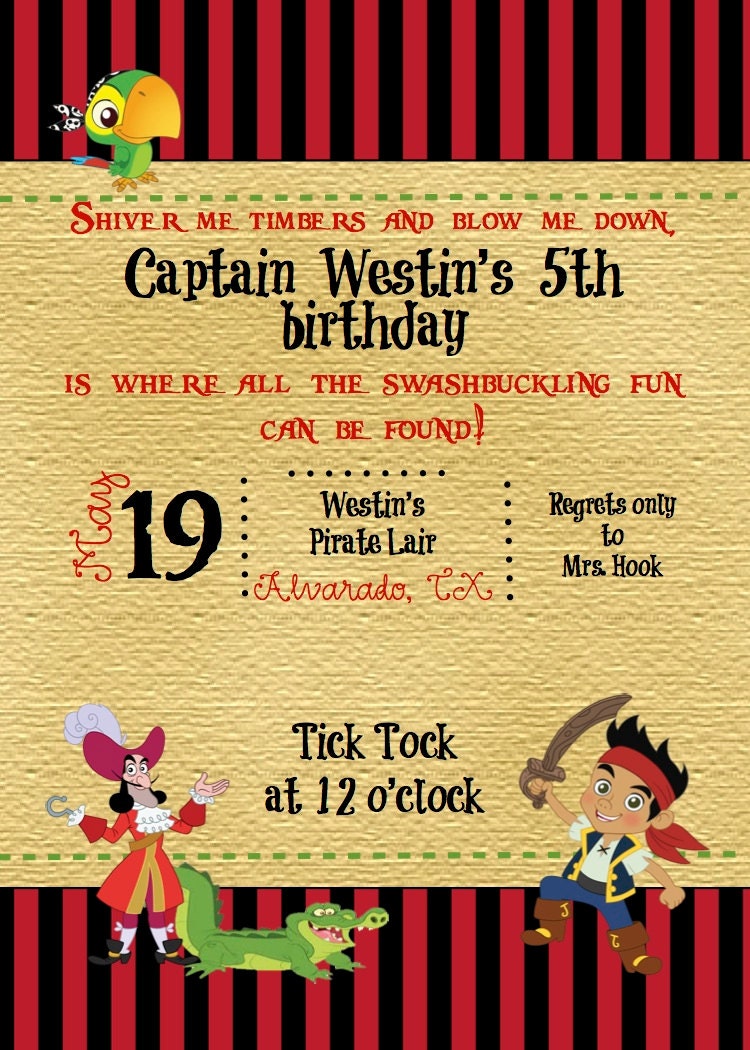 Jake And The Neverland Pirates Invitations Template