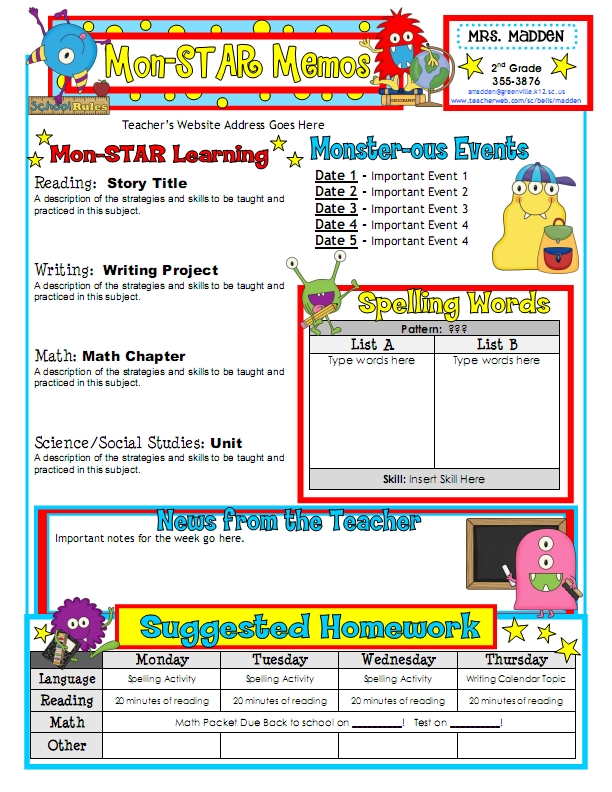 Newsletter Format For School