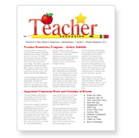 Newsletter Format For Teachers