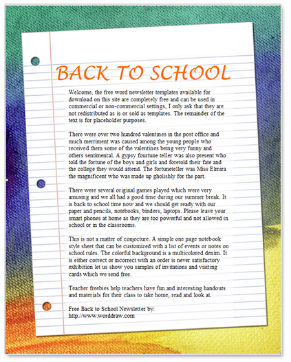 Newsletter Templates For School