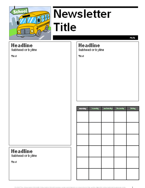 Newsletter Templates For School