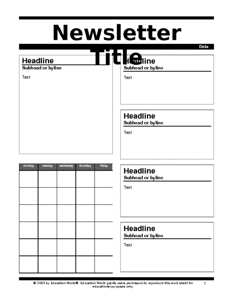 Newsletter Templates For Teachers