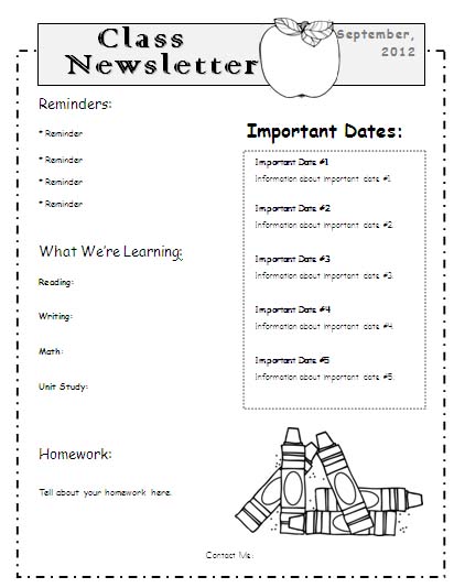 Newsletter Templates For Teachers For Free