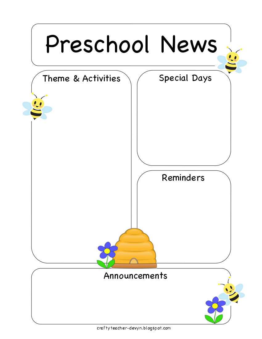 Newsletter Templates For Teachers Preschool