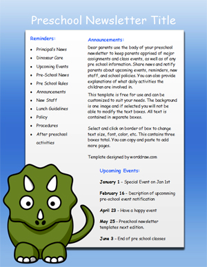 Newsletter Templates For Teachers Preschool