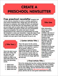 Newsletter Templates For Teachers Preschool