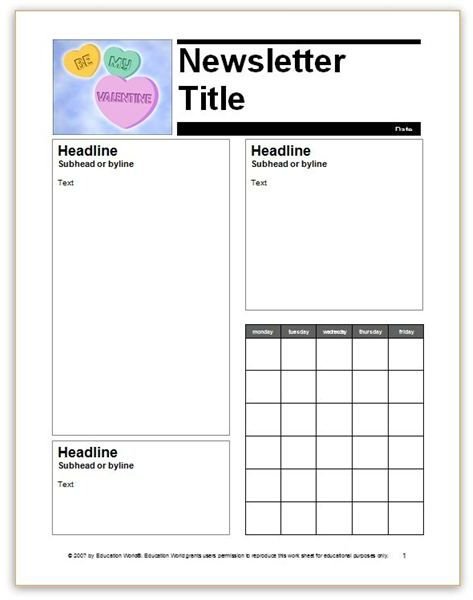 Newsletter Templates For Teachers To Parents