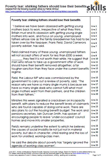 Newspaper Article Format Worksheets