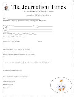 Newspaper Article Template Worksheets