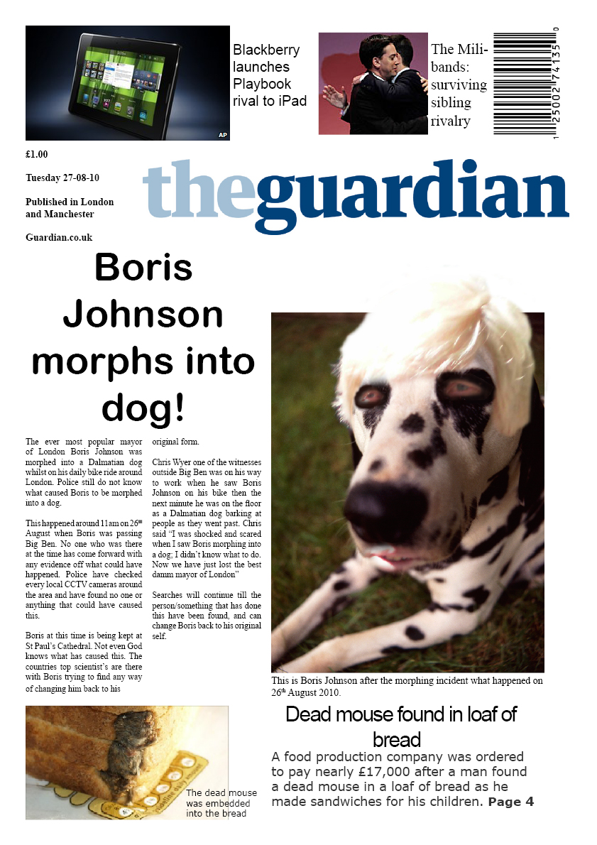 Newspaper Front Page Layout