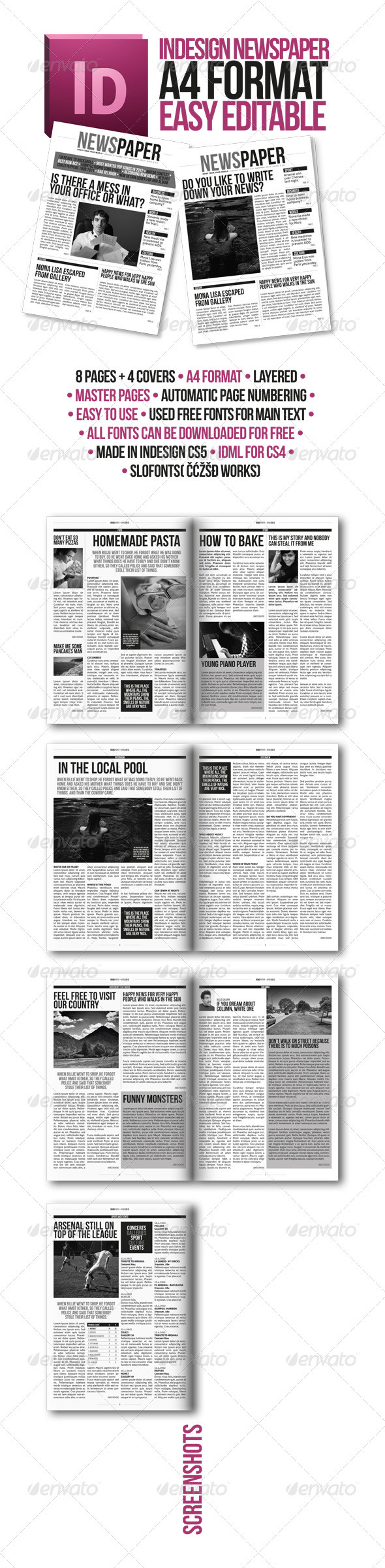 Newspaper Front Page Template Indesign