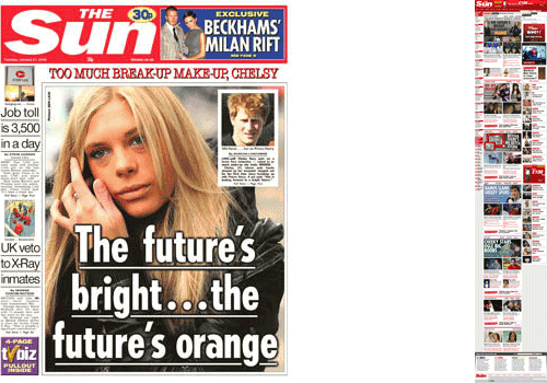 Newspaper Front Page The Sun