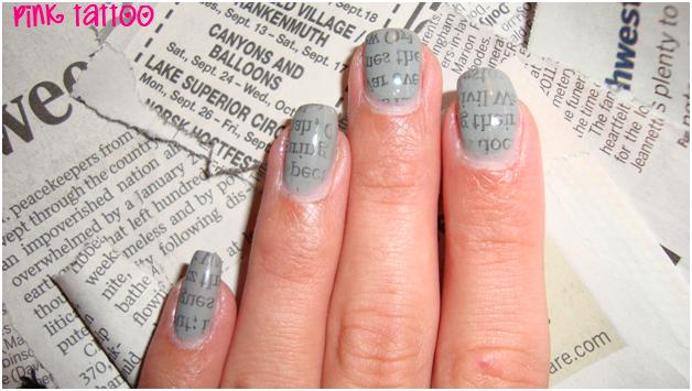 Newspaper Nails With Nail Polish Remover