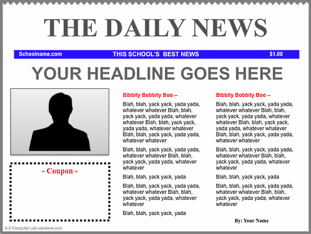 Newspaper Template For Kids Free