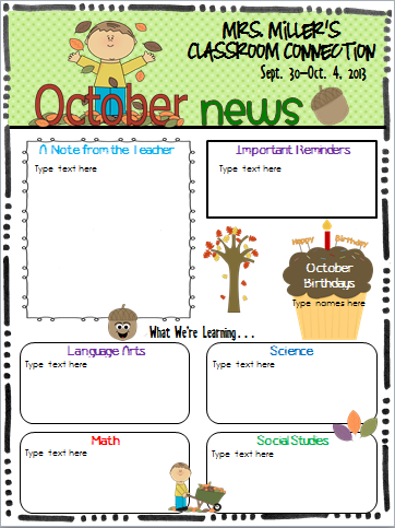 Weekly Newsletter Templates For Teachers